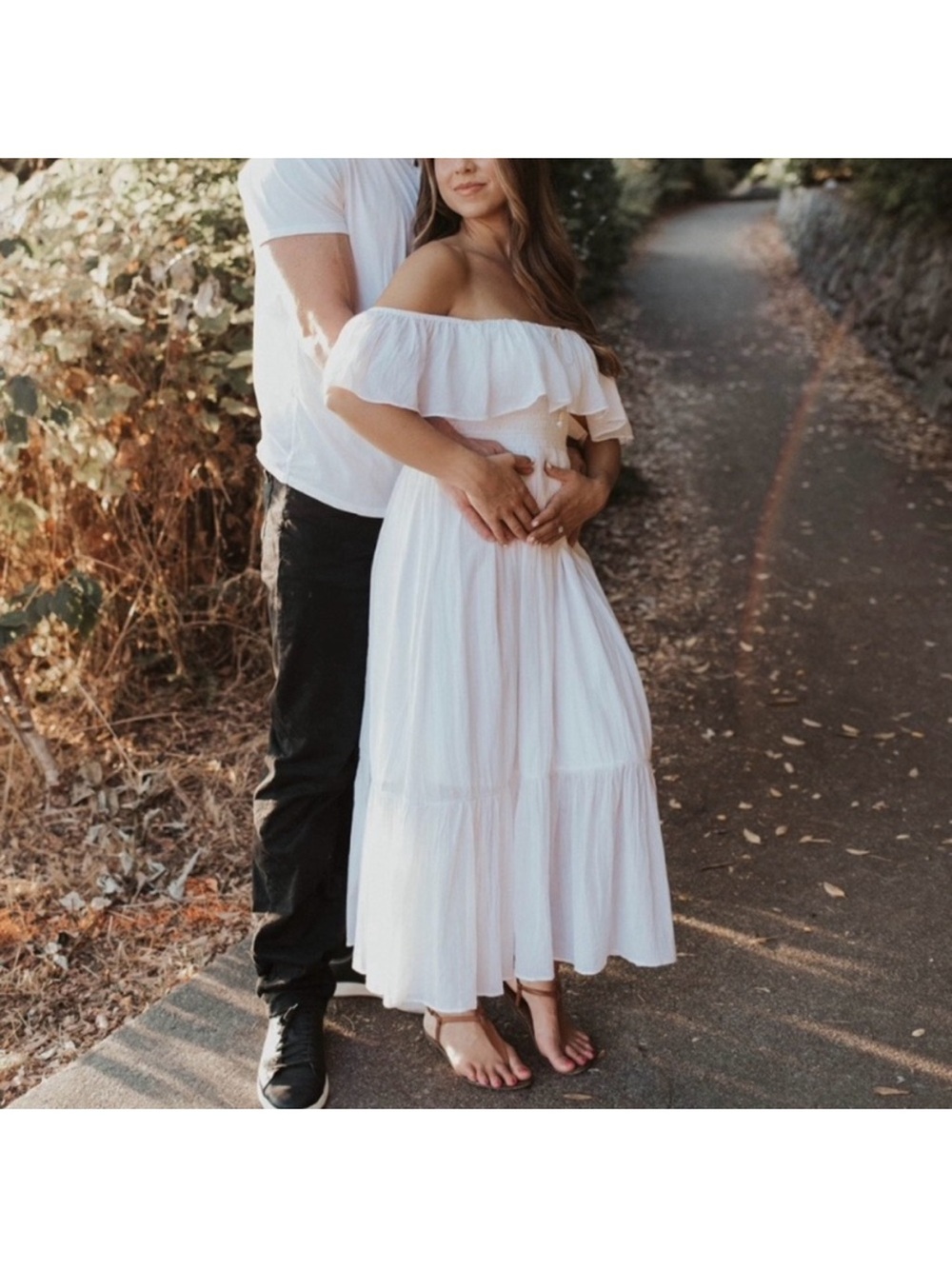 MAJORELLE White Off-Shoulder Tiered Maxi Skirt Dress